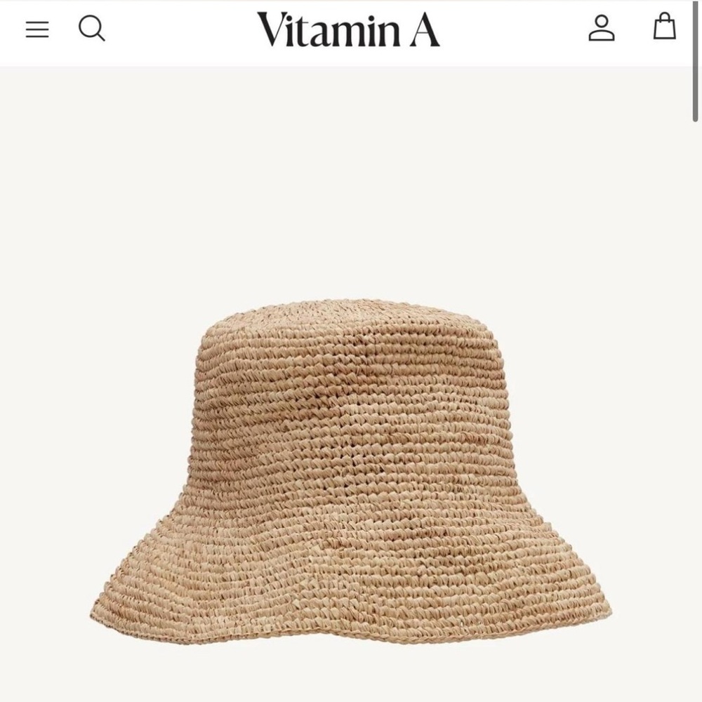 Vitamin A Cream Woven Bucket Hat NWT - Picture 2 of 6